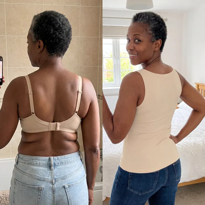 The same back in a bra and in the Comfort Tank