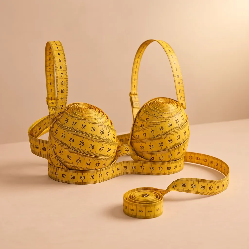 A measuring tape around a bra