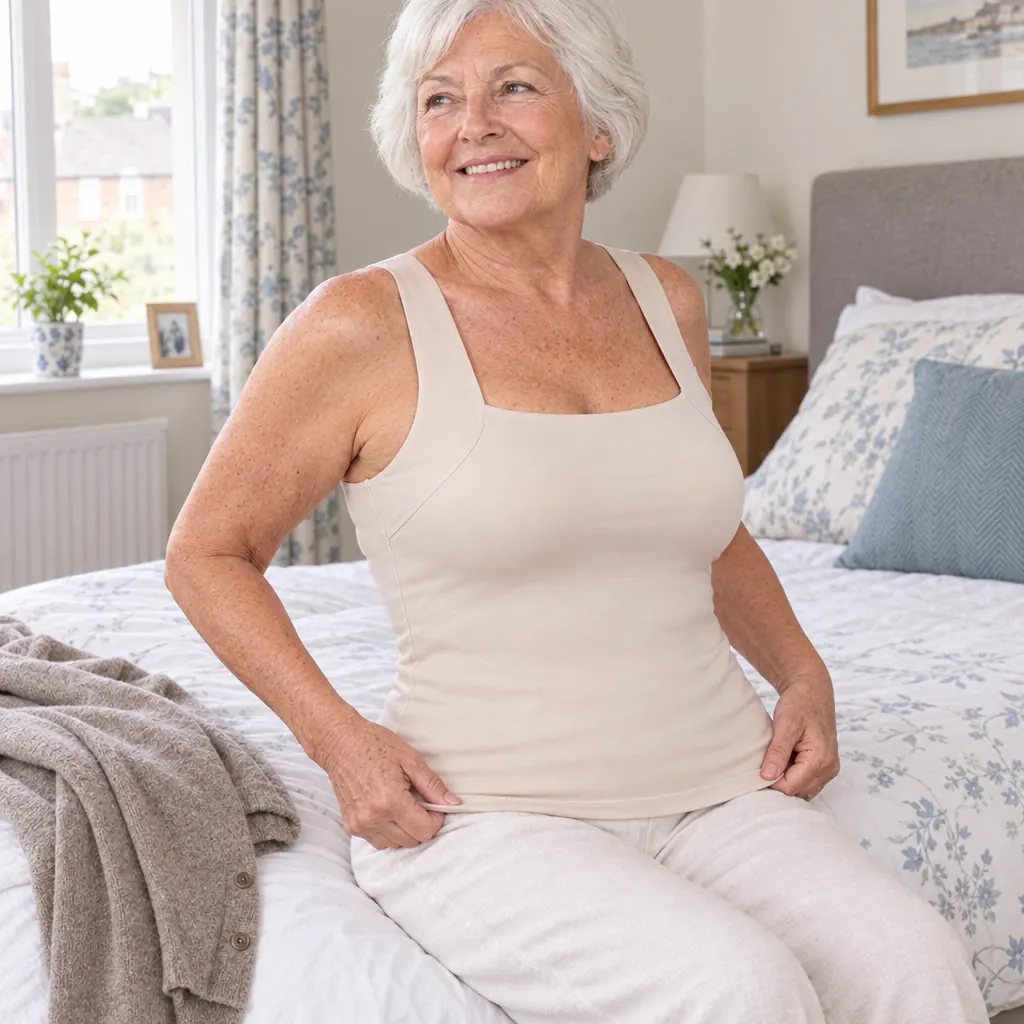An elderly woman pulling the tank on by herself